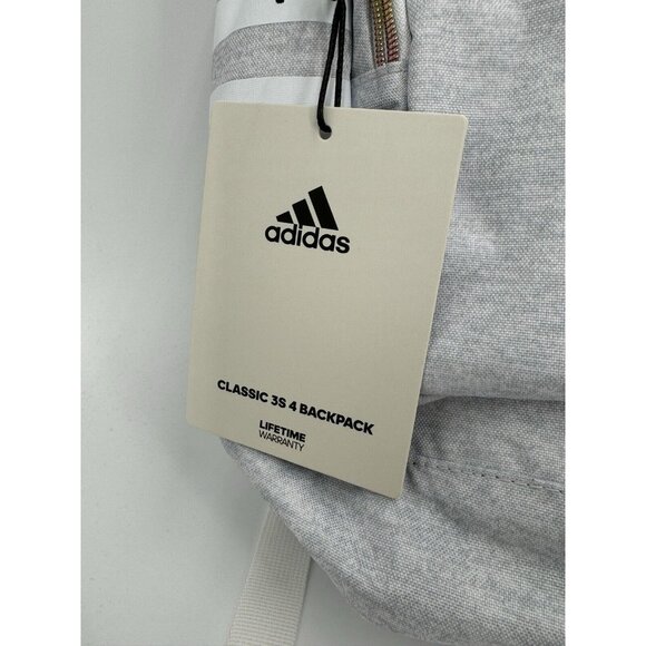 adidas Girl's Classic 3S 4 Backpack Heather Gray/Rainbow Trim - Fits Laptop - Picture 3 of 12